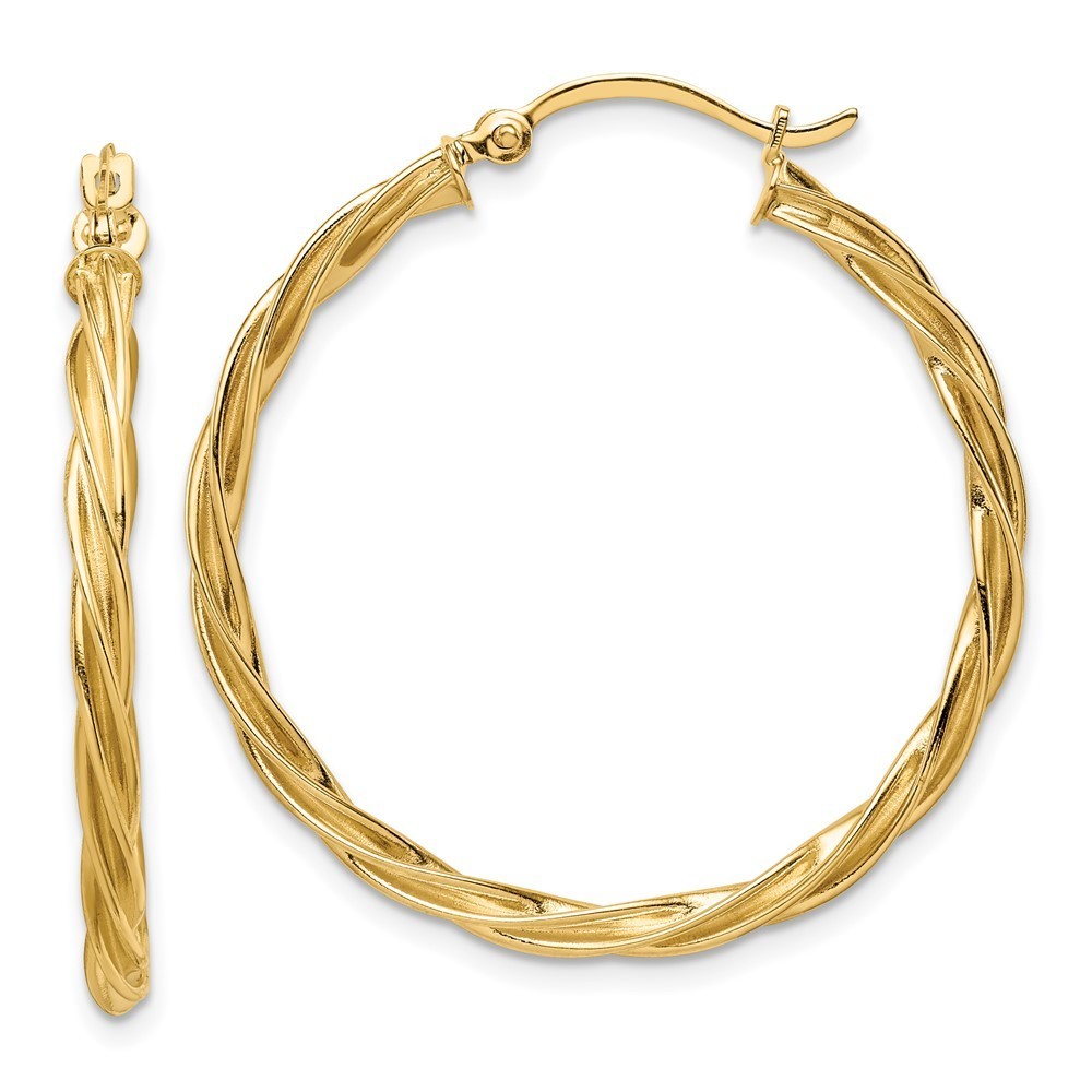 14k Yellow Gold Polished 2.5mm Twisted Hoop Earrings 33.75 L X 32 Mm W